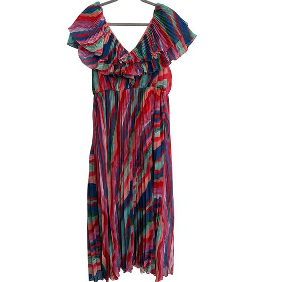 Amur Women's Multicolor Luisa Pleated Striped Midi Dress Size 12 sold out online - Picture 6 of 10